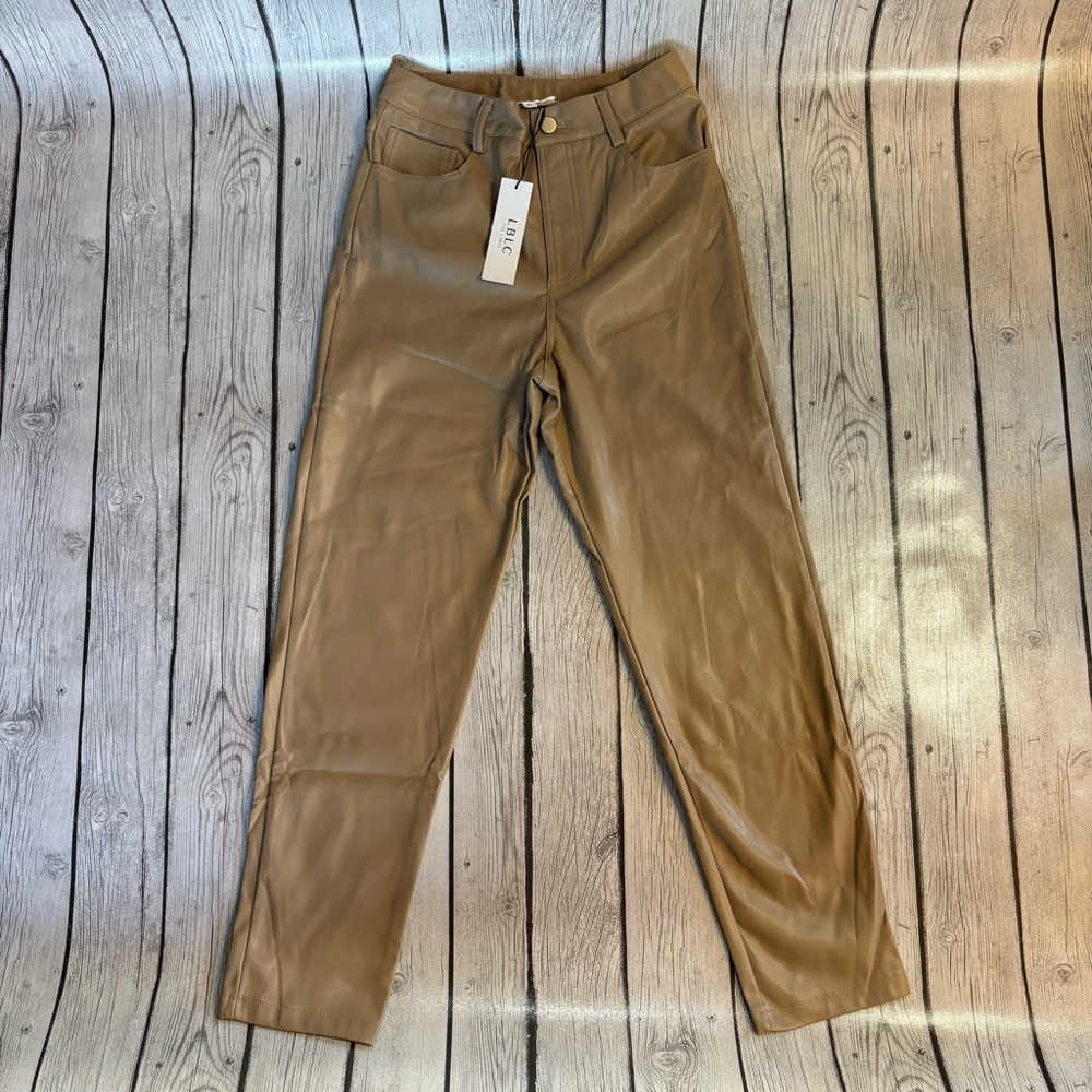 LBLC the Label Beige Faux Leather Pants New with tags